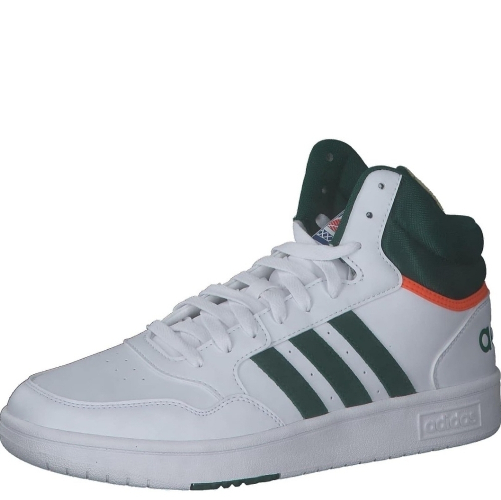 Adidas Men's White and Green High-Top Sneakers